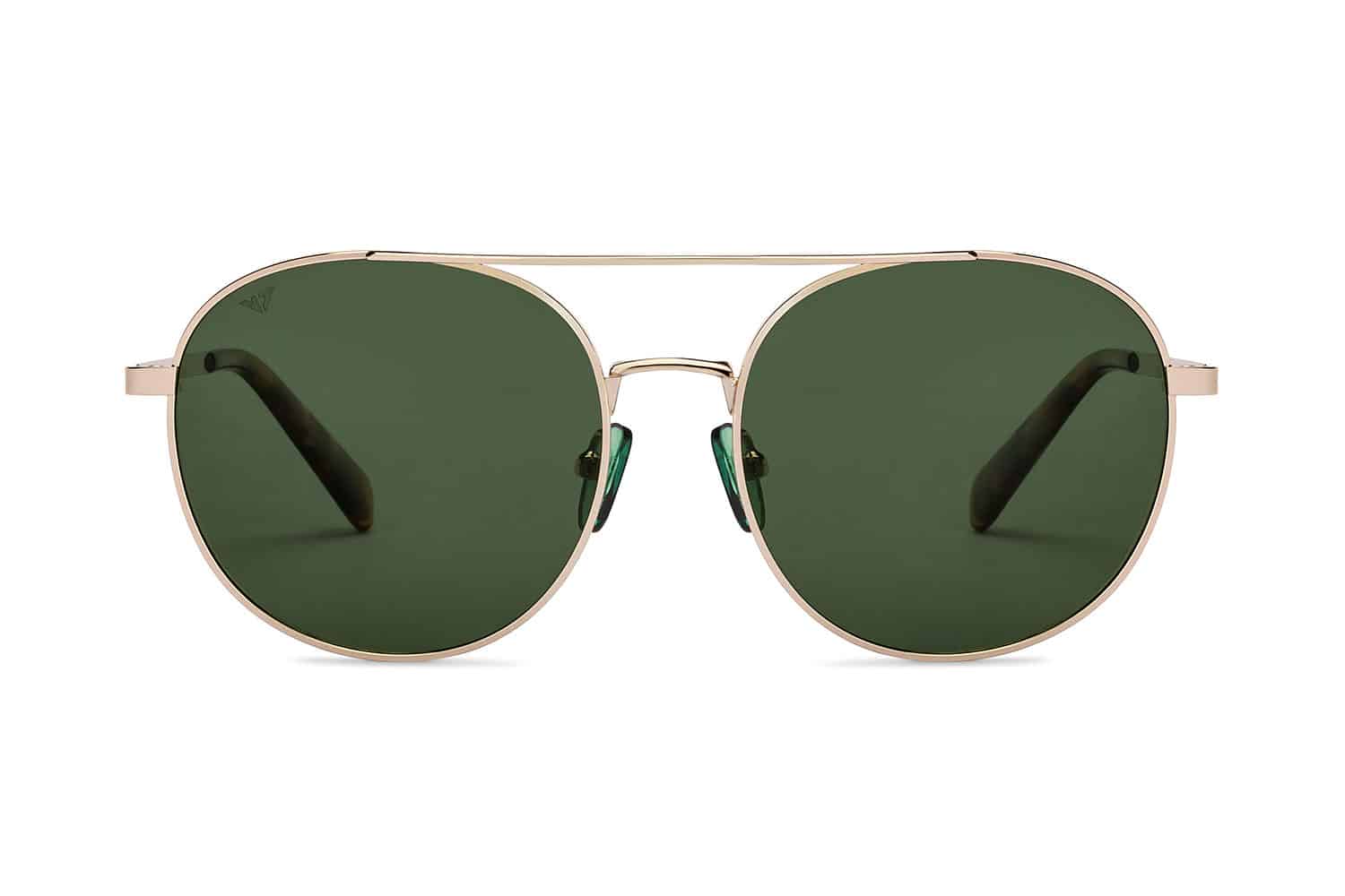 Gold - Green Full Rim Round Sunglasses